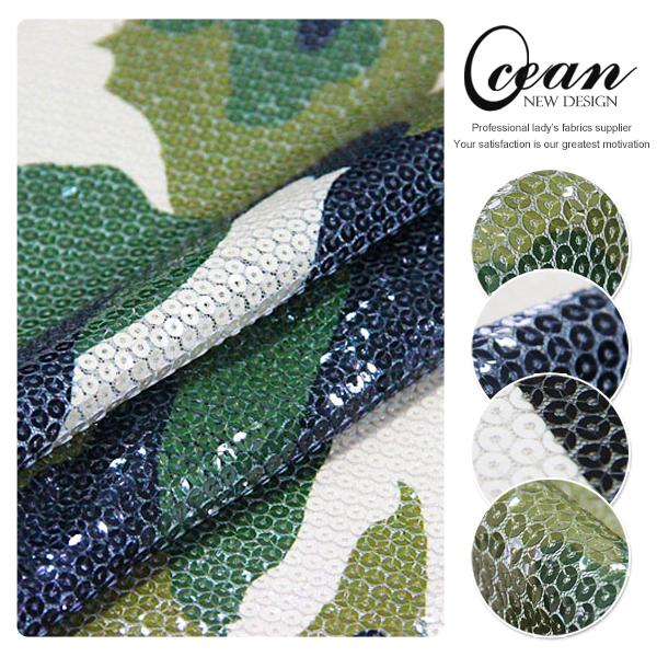 Camouflage Print Sequin Fabric 