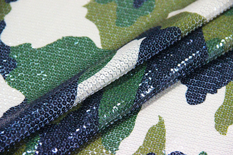 Camouflage Print Sequin Fabric | Ocean ...