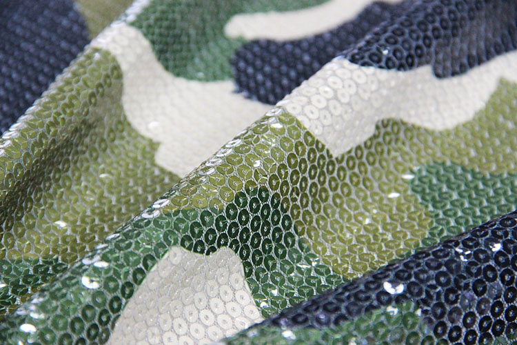 Camouflage Print Sequin Fabric | Ocean ...